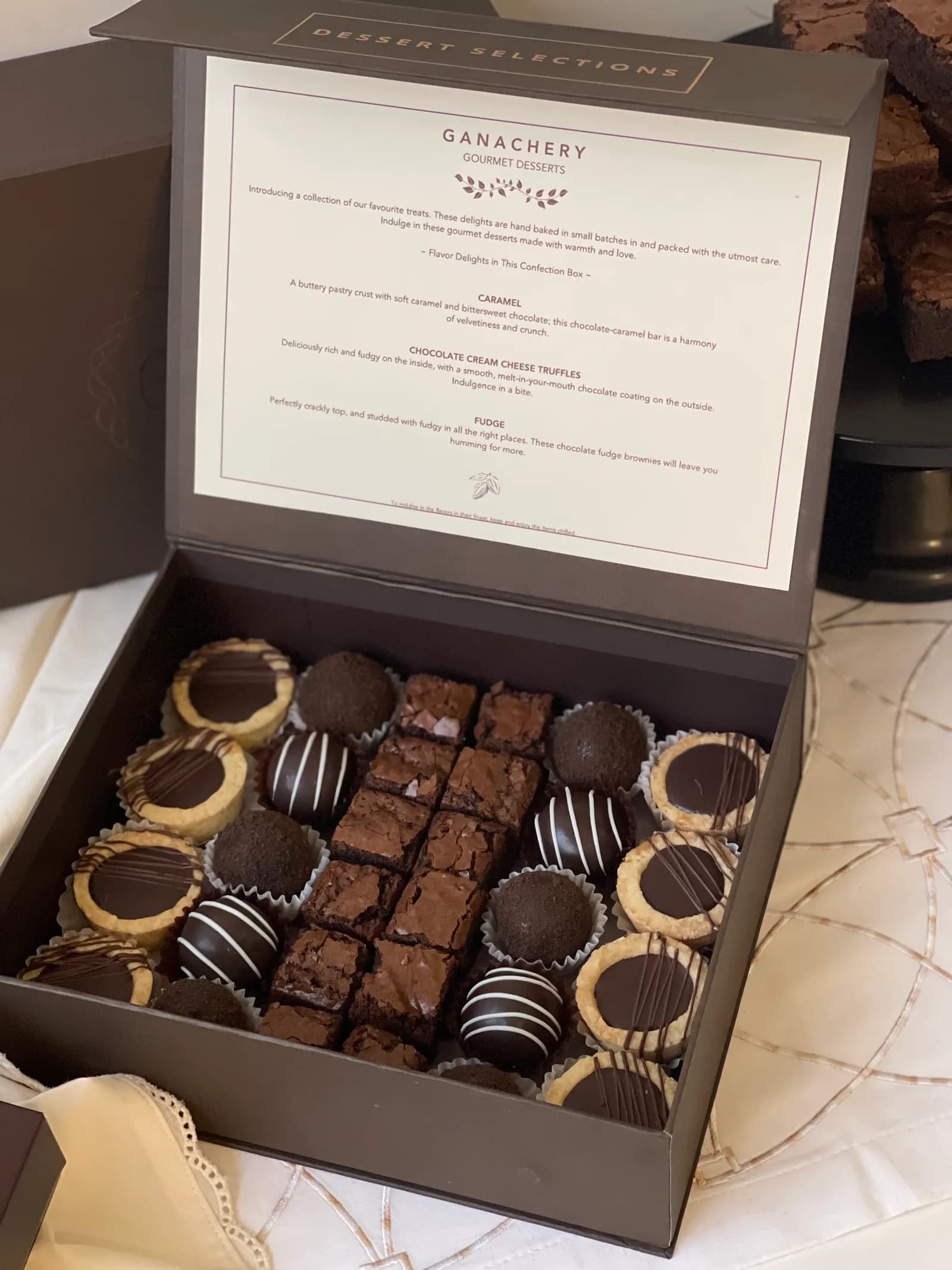 Selection Box of Tart, Cream Cheese Truffles & Brownie Bites